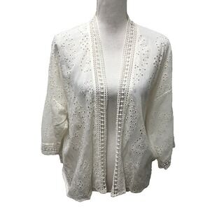 Michael‎ Stars Gardina Wrap Top Womens One Size White Eyelet Boho Bridal Beachy